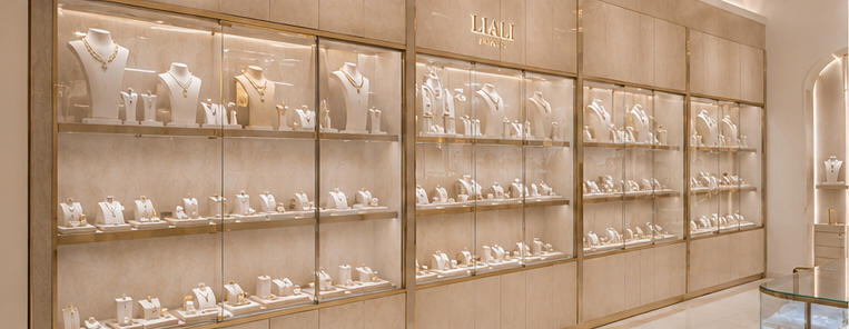 Soft led jewel rack for interactive fitting corners