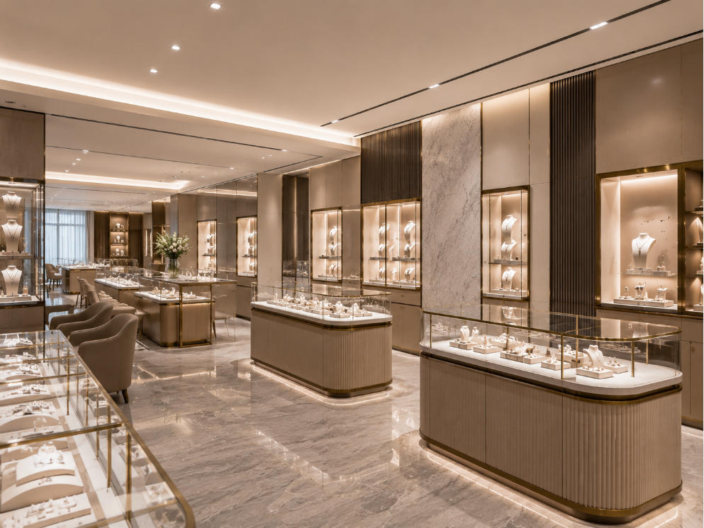 Custom luxury retail fixtures for premium store interiors