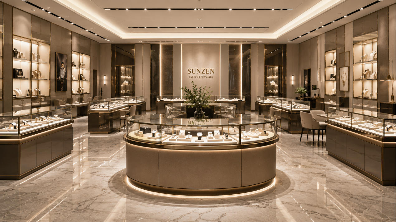 Luxury retail store design with premium interior planning custom displays and high-end brand environment