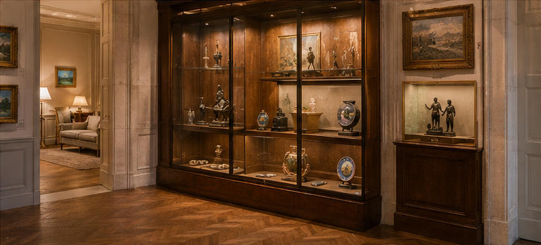 Domestic art exhibit unit for mansion-style rest nooks