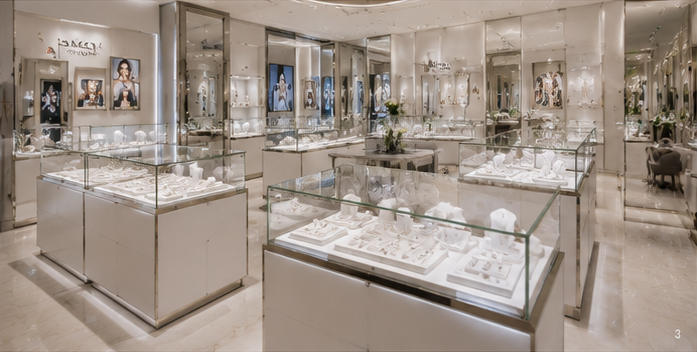 Light jewelry cabinet for social media photo wall area