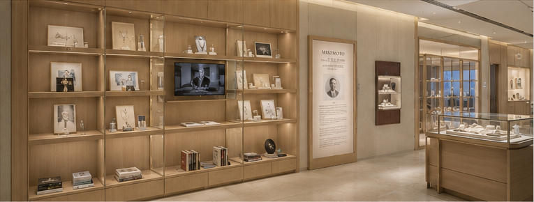 Soft wood rack for brand heritage gallery