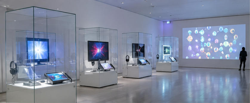 Low-profile minimal gallery pods for small installation art