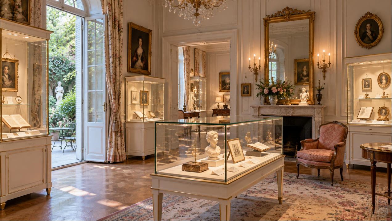 Musée de la Vie Romantique Paris French art museum display cases inside romantic salon gallery