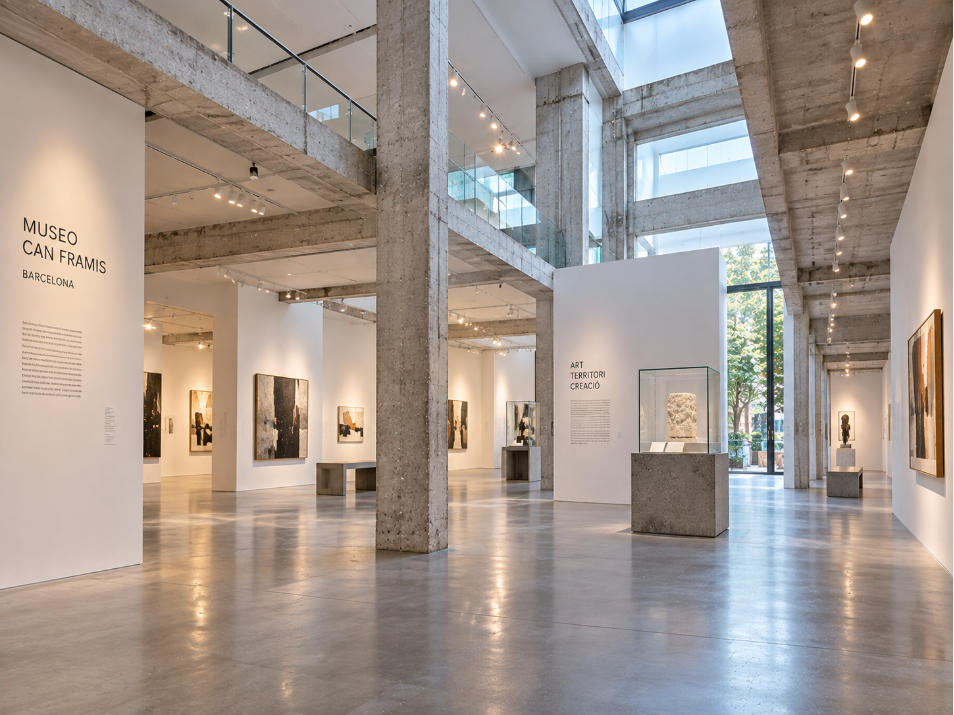 Museo Can Framis Barcelona gallery layout with converted industrial architecture white box galleries and open art circulation
