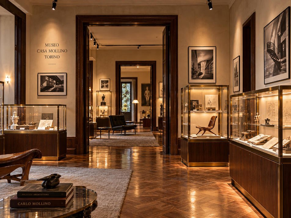 Museo Casa Mollino Turin residential museum layout with designer furniture collections and intimate gallery circulation