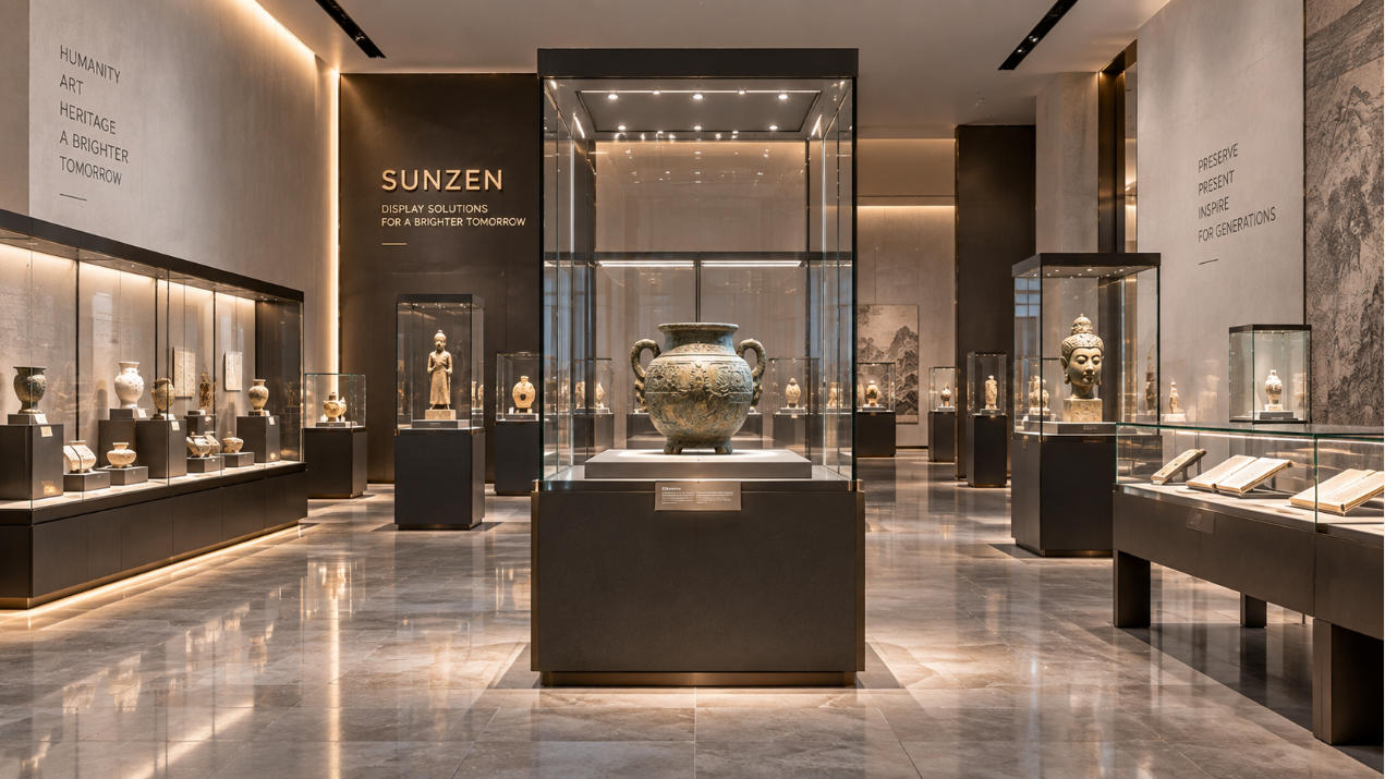 Museum glass display cases designed for museums galleries cultural institutions and professional exhibition projects