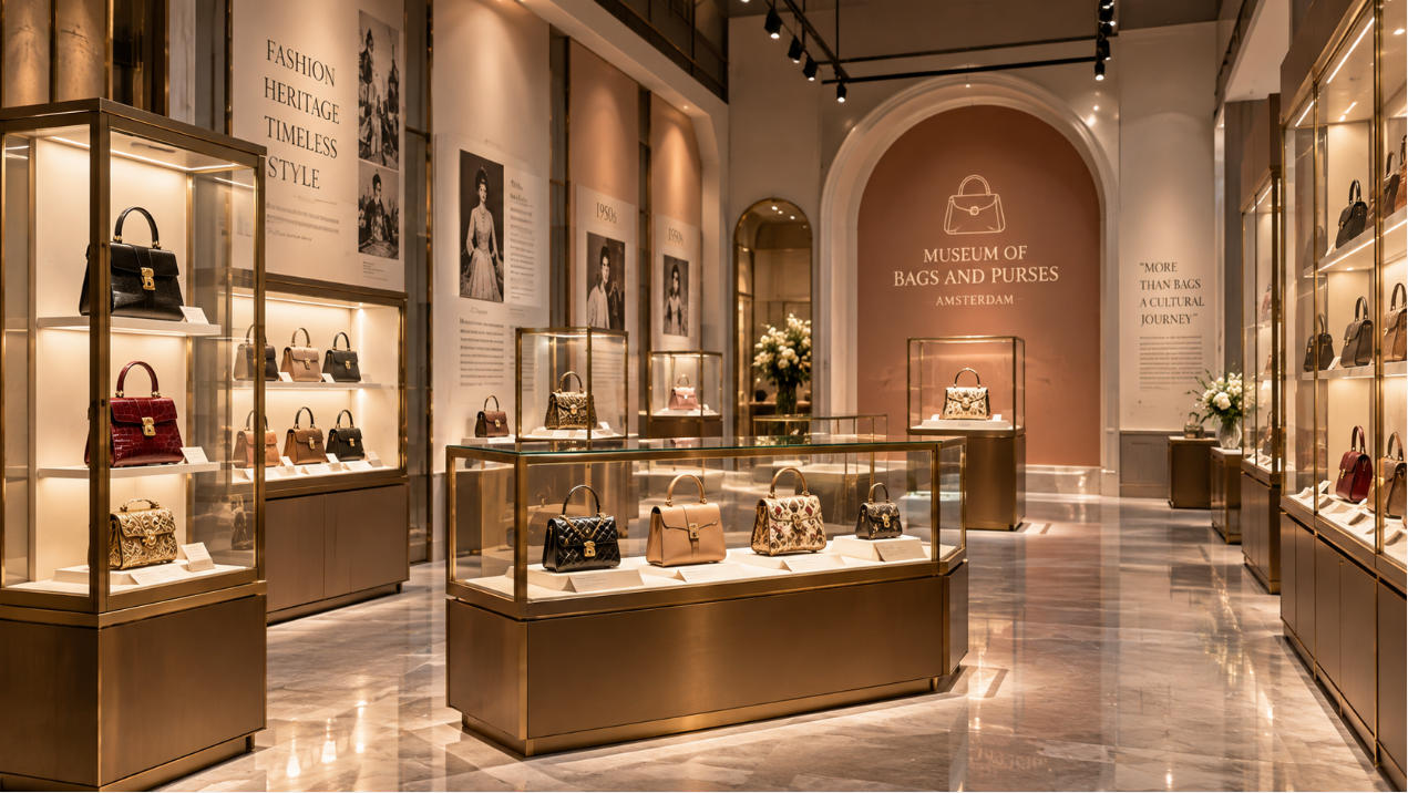 Museum of Bags and Purses Amsterdam fashion accessories museum display cases with luxury handbag collections