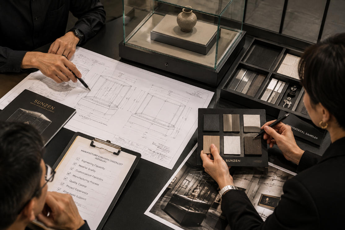 Evaluation of museum showcase manufacturers through engineering materials samples manufacturing and quality control