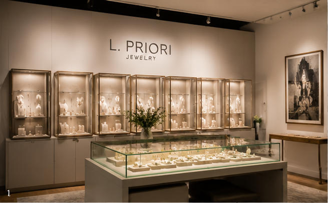 Narrative art jewellery stands for curated designer jewelry exhibition