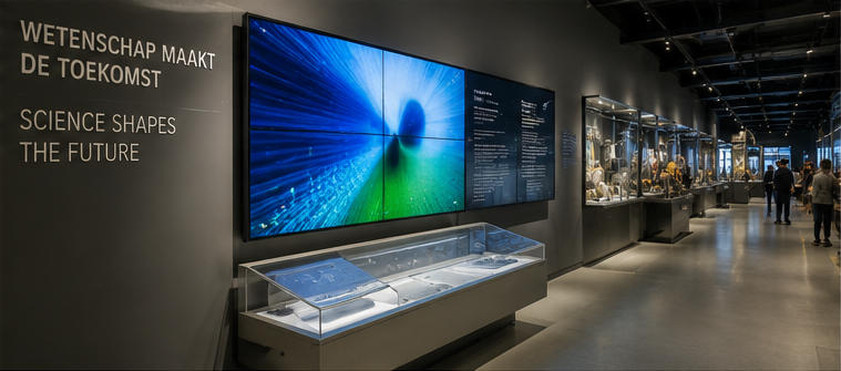 Full interior of NEMO Science Museum Amsterdam industrial tech exhibition space