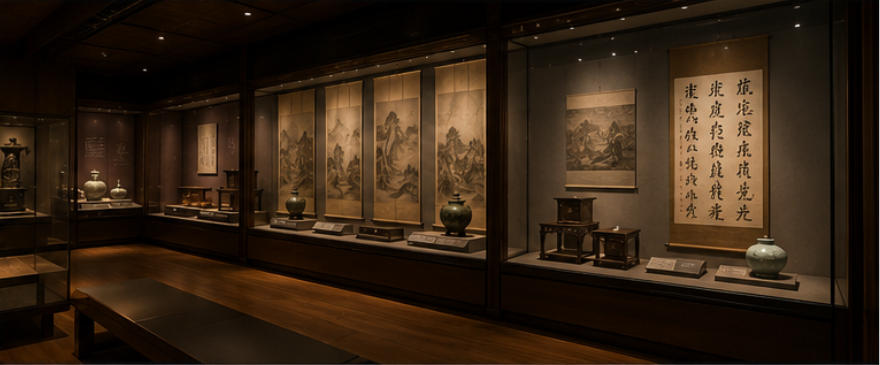 Oriental art cabinet for cultural immersion zones