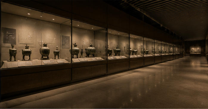 Wood stone cabinet for general artifact exhibition zones