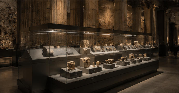 Ruin exhibit unit for immersive civilization zones