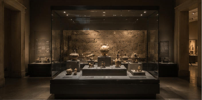 Stone artifact showcase for small antique collections