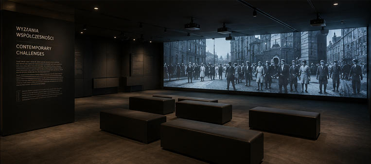 Full exhibition hall of POLIN Warsaw Museum
