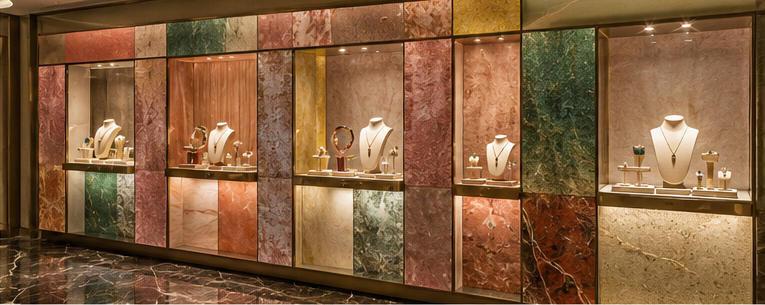 Color stone jewel case for vibrant art window zones