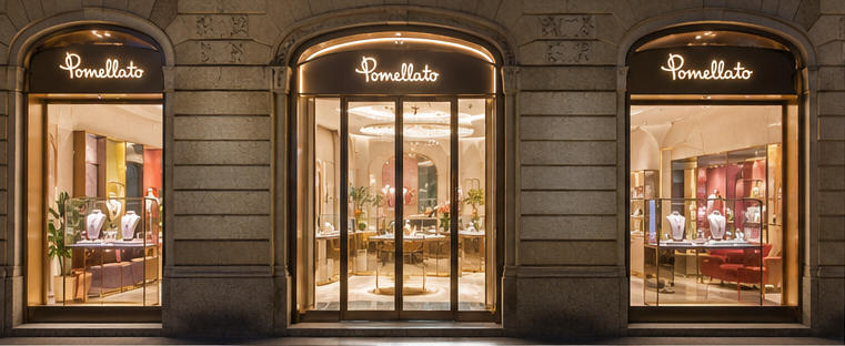 Full panoramic Italian artistic gem boutique layout