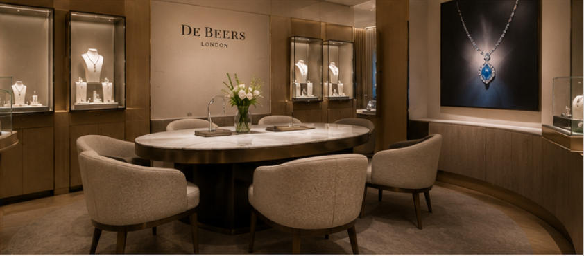 Private salon showcase units with wood & leather African hunting camp style