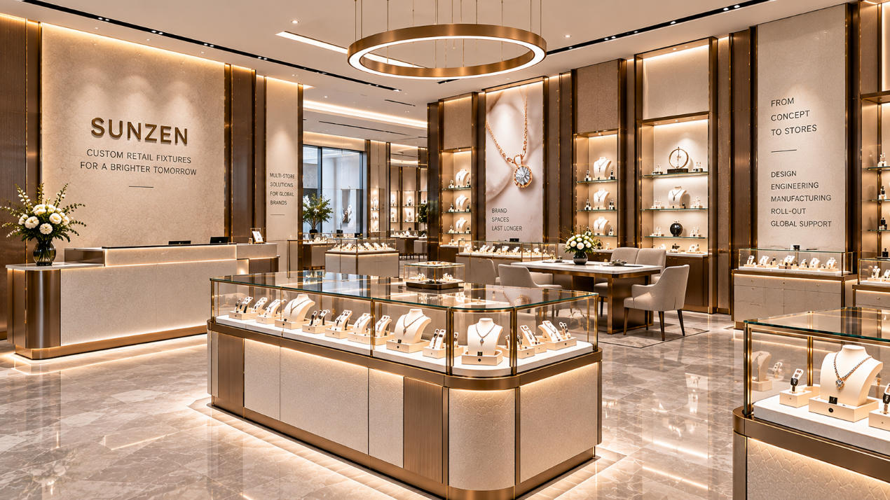 Retail fixture manufacturer producing custom counters displays showcases wall fixtures and coordinated systems for branded multi-store retail programs