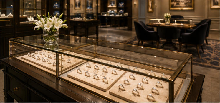 Full-length gallery jewel walls diamond culture exhibition layout