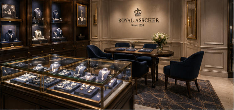 Full 340㎡ classic European interior Royal Asscher Amsterdam store