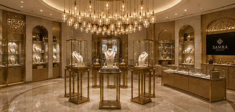 Gold metal high-jewel stand for central art lighting zone