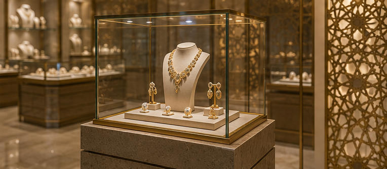 Full panoramic cultural luxury boutique interior layout