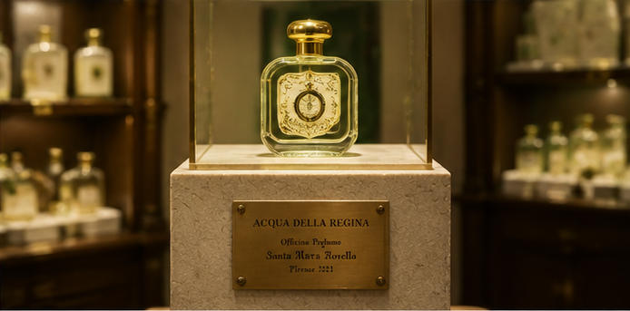 Archival stone plinth for rare vintage perfume exhibits