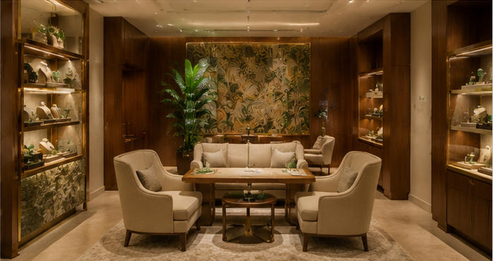 VIP gem cabinet private tropical jewelry lounge unit