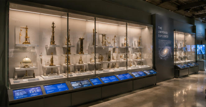 Digital museum cabinet with built-in LED display screens