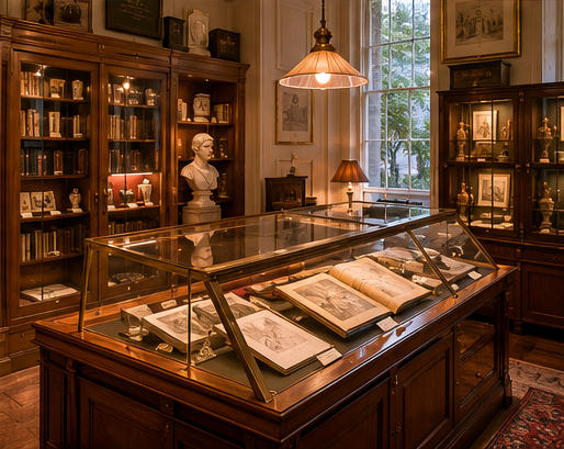Domestic archive showcase for manuscript & drawing storage
