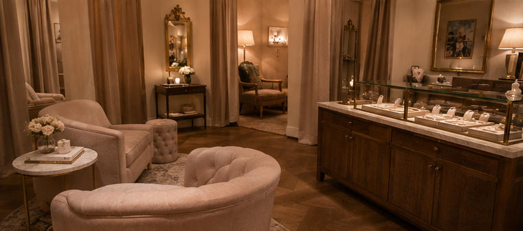 Female jewel fixture for fitting room showcases