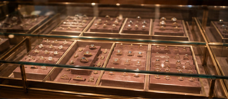 Vintage ring display for antique bridal collections