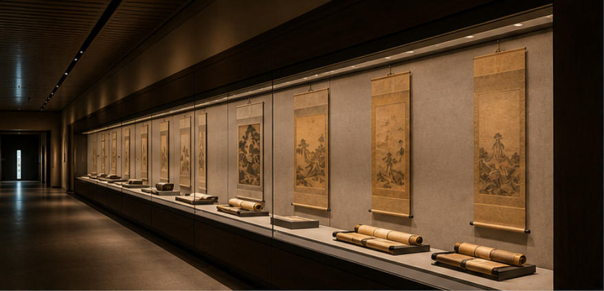 Japanese relic vitrine for main oriental heritage corridors