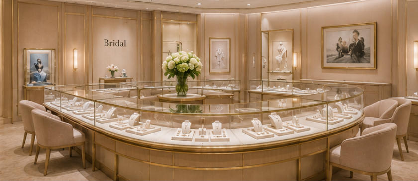 Luxury jewelry salon fixture for French salon reception space