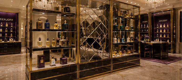 Mirror gallery rack for artistic reflective partition walls