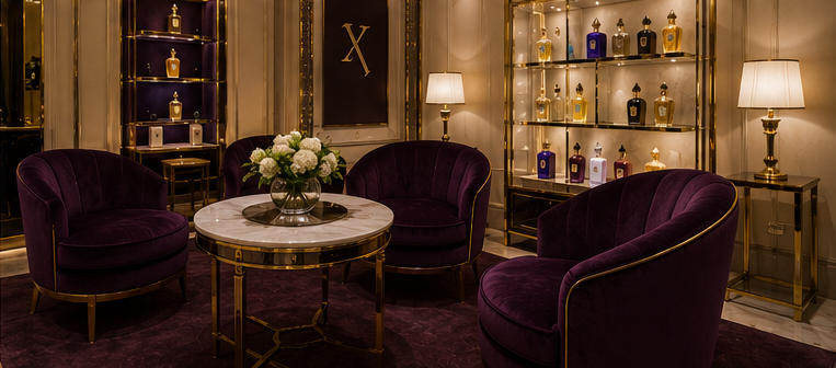VIP silk boutique unit for private scent consultation lounges