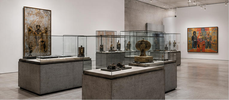 African art display for painting & sculpture collections