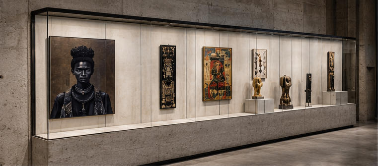 Concrete art vitrine for central silo main galleries