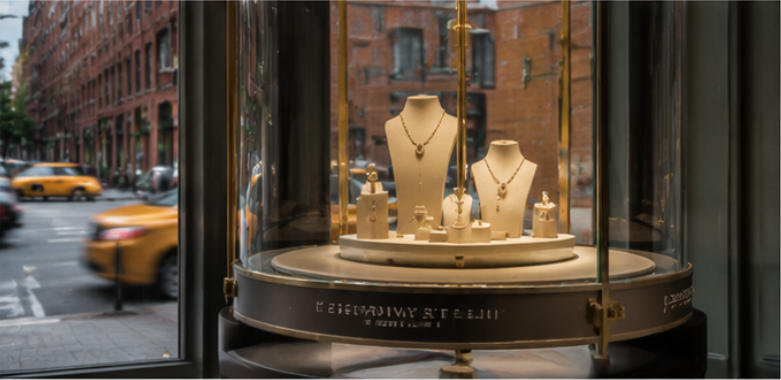 360 rotating window display jewelry